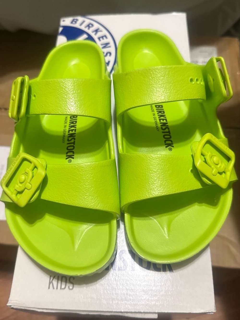 Birkenstock Kids Neon Lime Two-Strap EVA Sandals